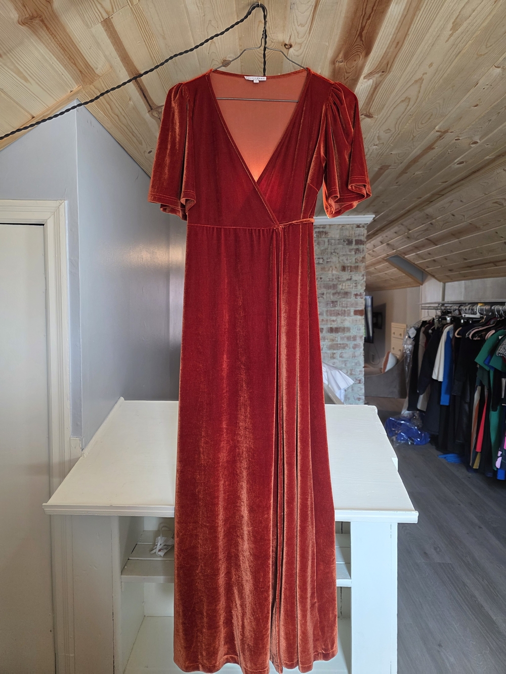 Baltic Born Rust Velvet Wrap Maxi Dress - Picture 5 of 6